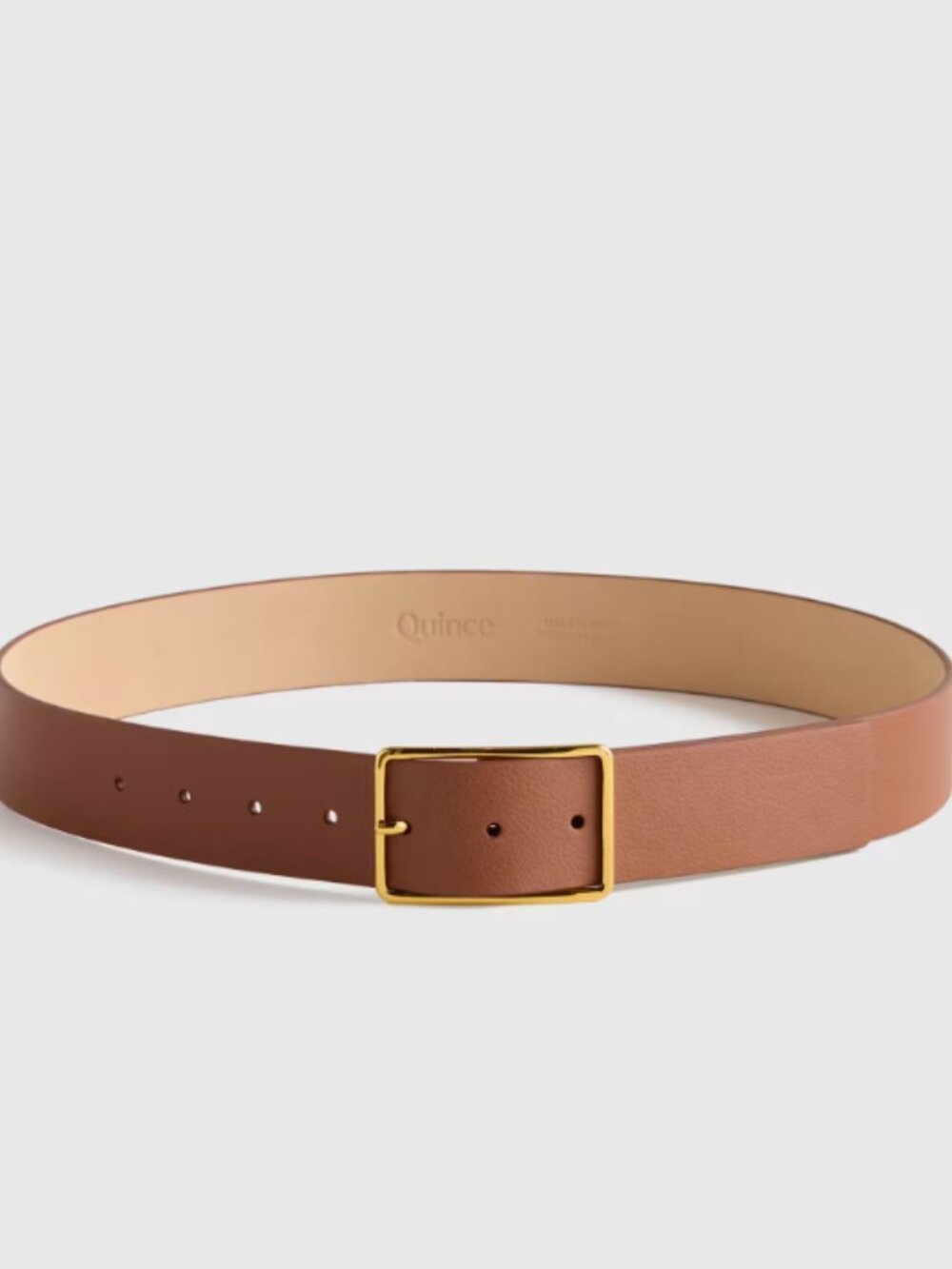 NWT Quince Siena Rectangle European Leather Belt in Nutmeg Size Extra Small